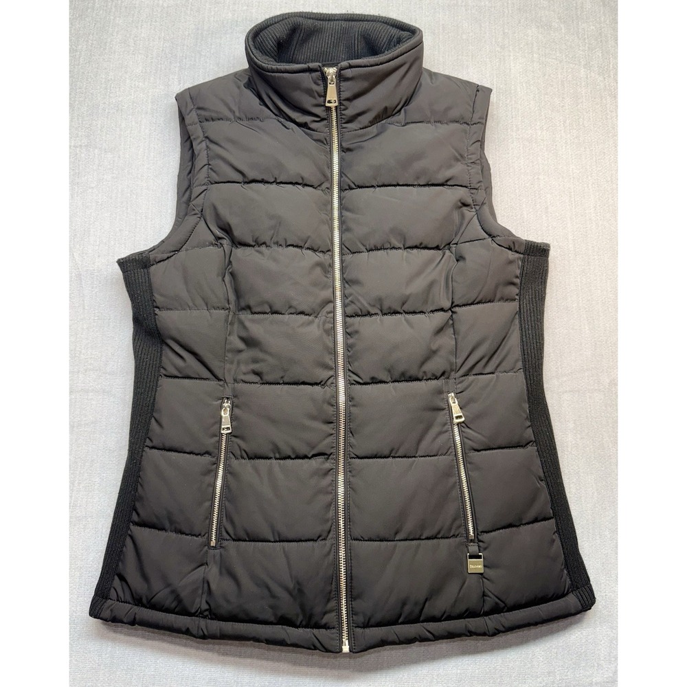 Calvin Klein Puffer Vest Women's Size S Black Quilted Full Zip Jacket Softshell